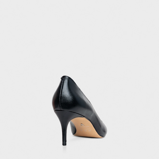 Scarpin Valentina Salto Fino Couro Preto