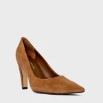 Scarpin Gio Salto Fino Couro Suede Marrom Saddle — vista 5