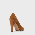 Scarpin Gio Salto Fino Couro Suede Marrom Saddle — vista 4
