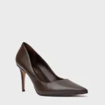 Scarpin Beatriz Salto Fino Couro Marrom Dark Brown — vista 5
