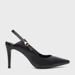 Scarpin Slingback Minimalist Salto Fino Couro Preto — vista 1