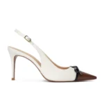 CLEO SLINGBACK Couro Verniz White/ Napa Preto/ Vest. Bourbon — vista 1