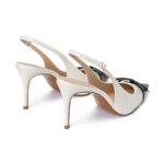 CLEO SLINGBACK Couro Verniz White/ Napa Preto/ Vest. Bourbon — vista 3