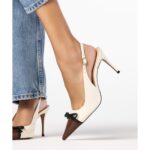 CLEO SLINGBACK Couro Verniz White/ Napa Preto/ Vest. Bourbon — vista 4