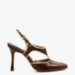 Slingback Couro Marrom Cano Médio Cecconello — vista 2