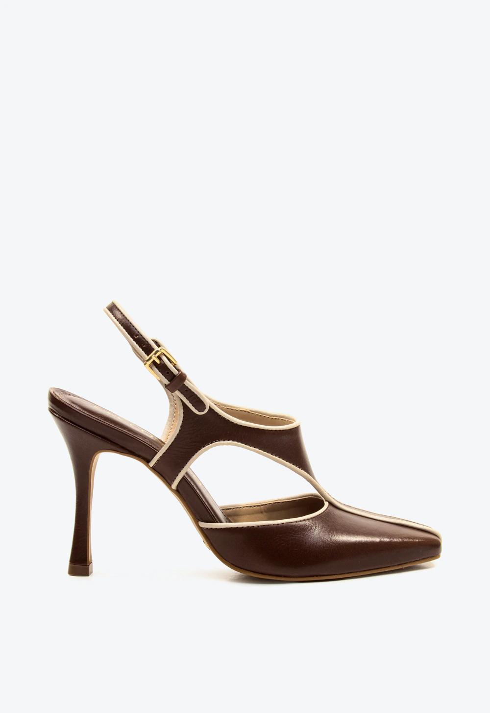 Slingback Couro Marrom Cano Médio Cecconello
