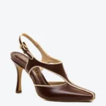 Slingback Couro Marrom Cano Médio Cecconello — vista 3