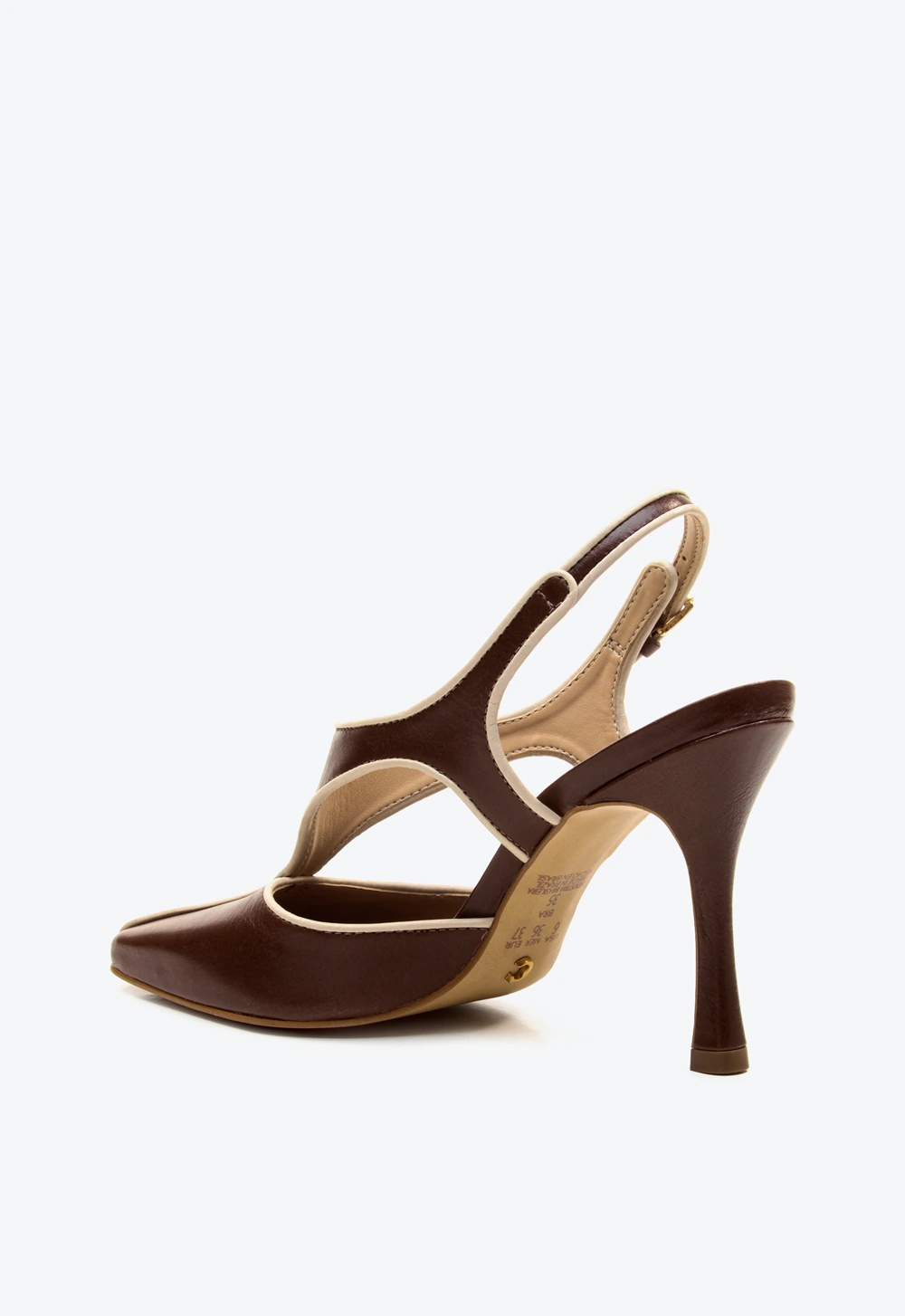Slingback Couro Marrom Cano Médio Cecconello