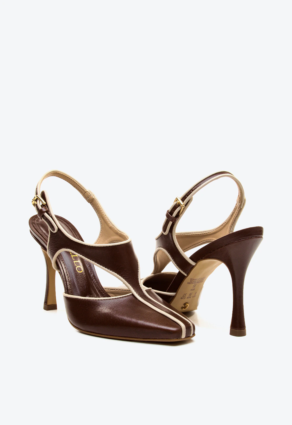 Slingback Couro Marrom Cano Médio Cecconello