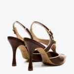 Slingback Couro Marrom Cano Médio Cecconello — vista 6
