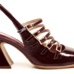 Slingback Couro Bordô Salto Médio — vista 1