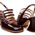 Slingback Couro Bordô Salto Médio — vista 2