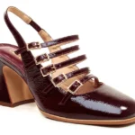 Slingback Couro Bordô Salto Médio — vista 4
