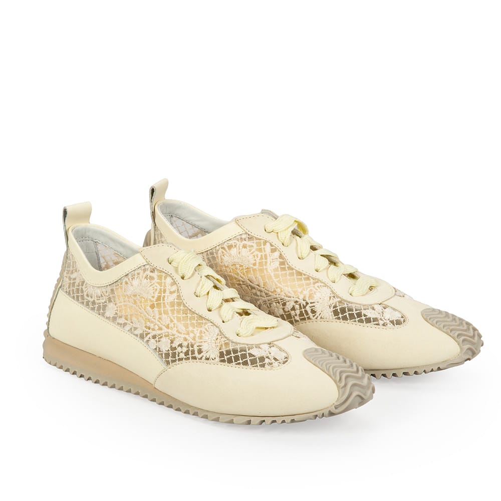Tênis Sneakers Couro Tela Amarelo Camomila
