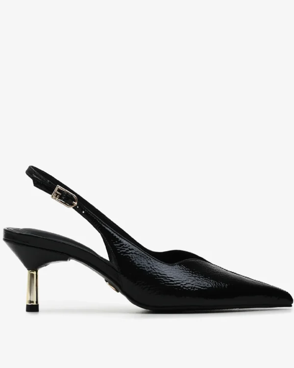 Slingback Preto Couro