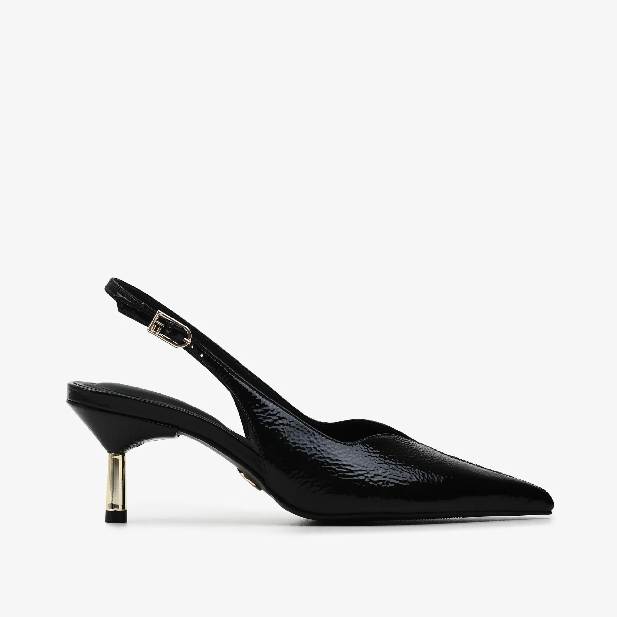 Slingback Preto Couro