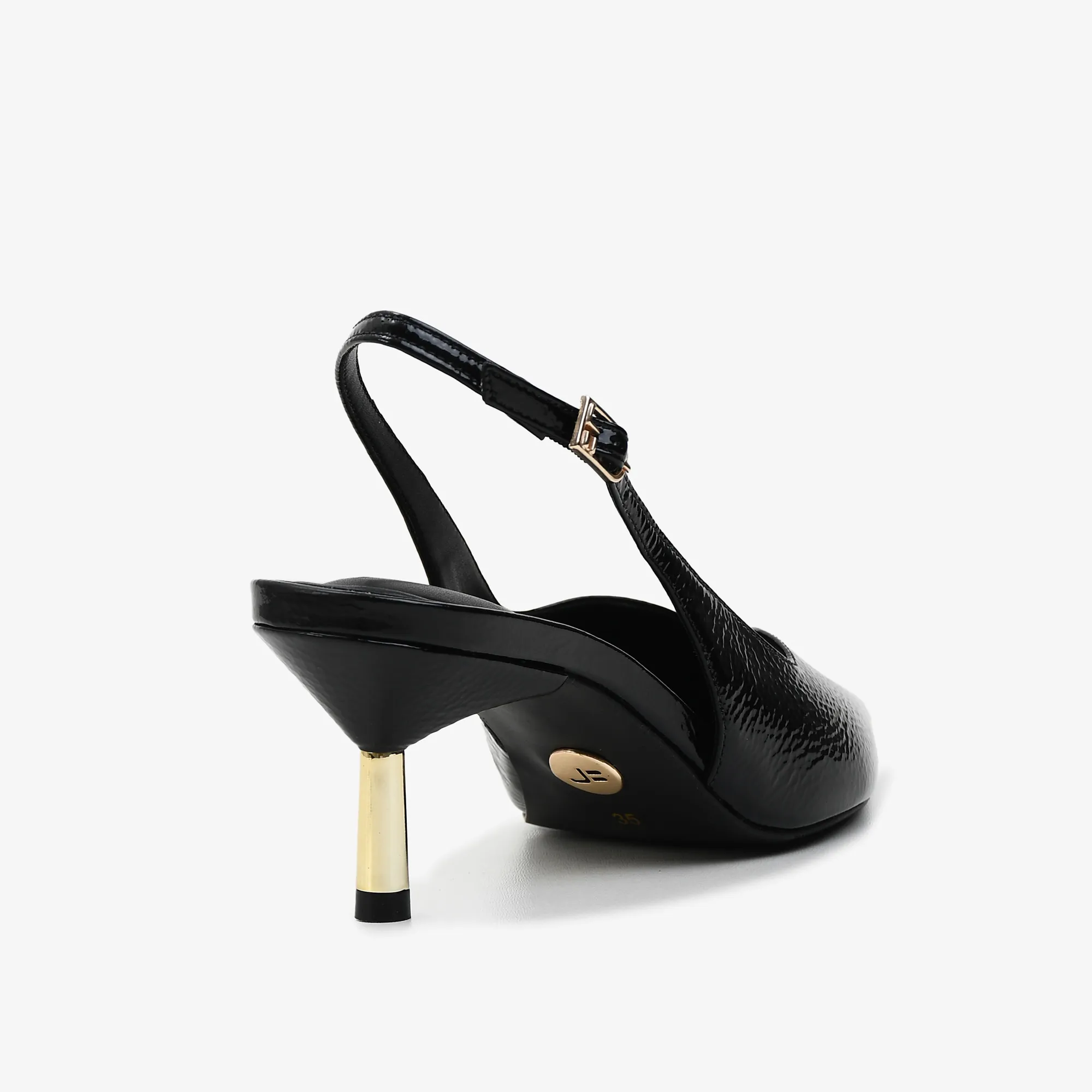 Slingback Preto Couro