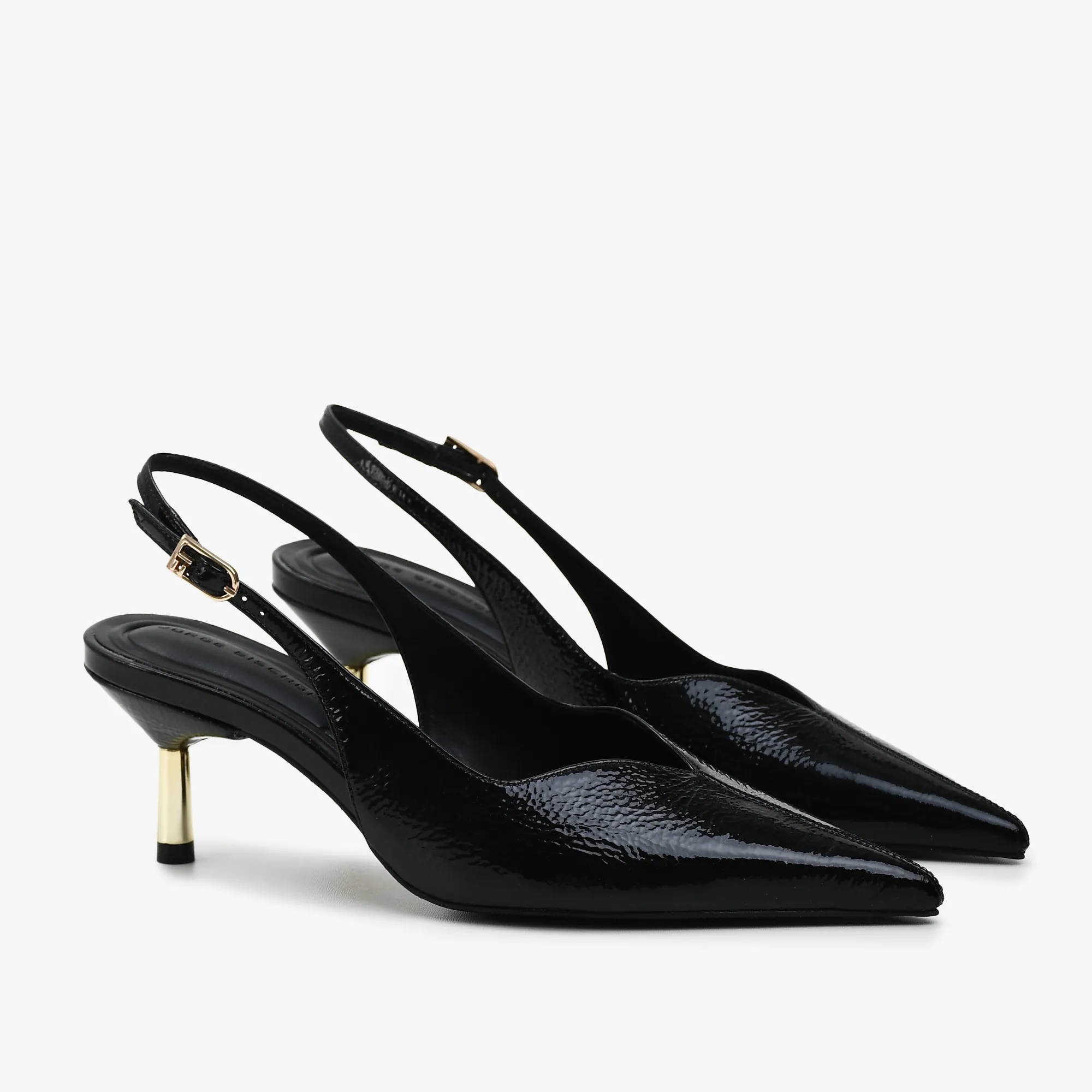 Slingback Preto Couro