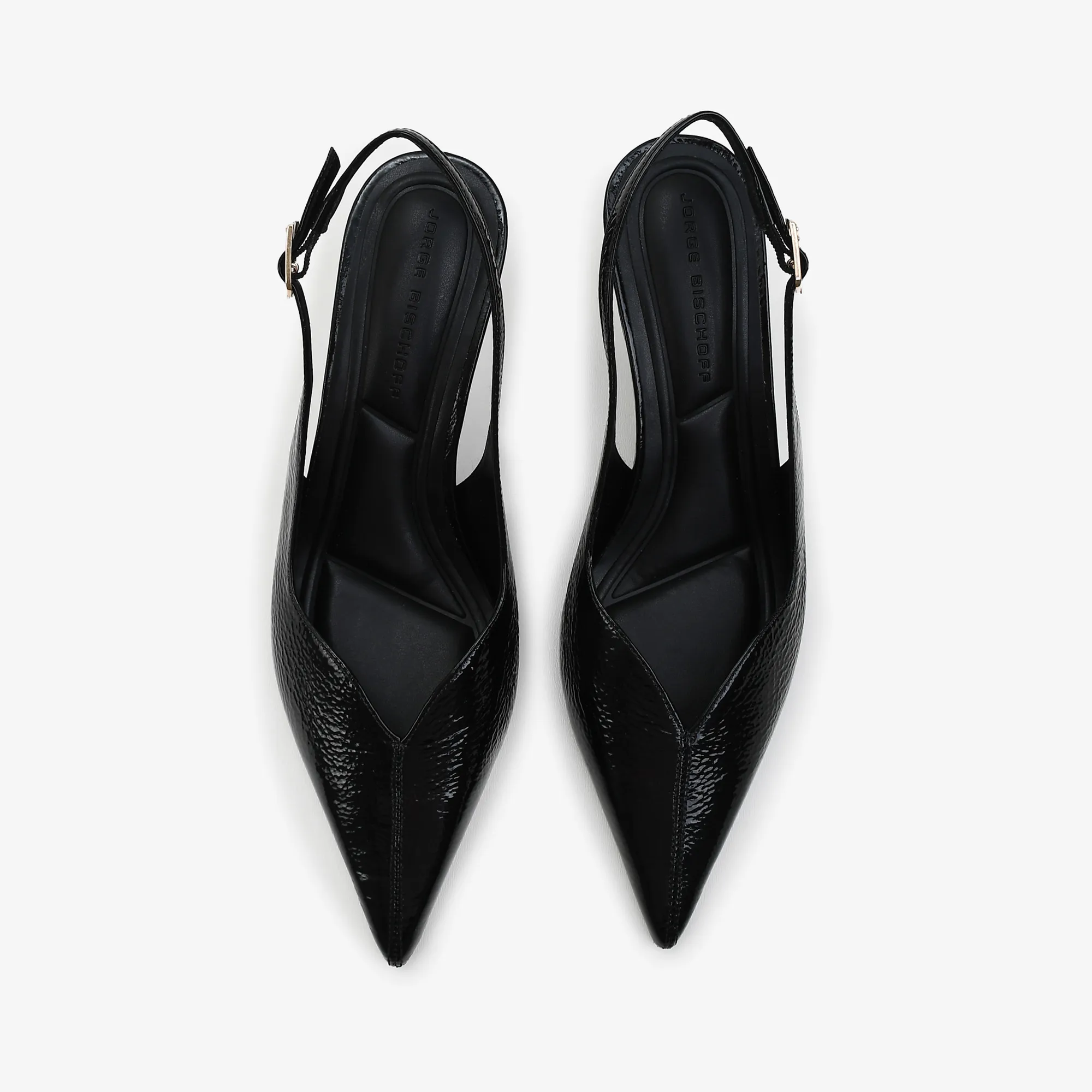 Slingback Preto Couro
