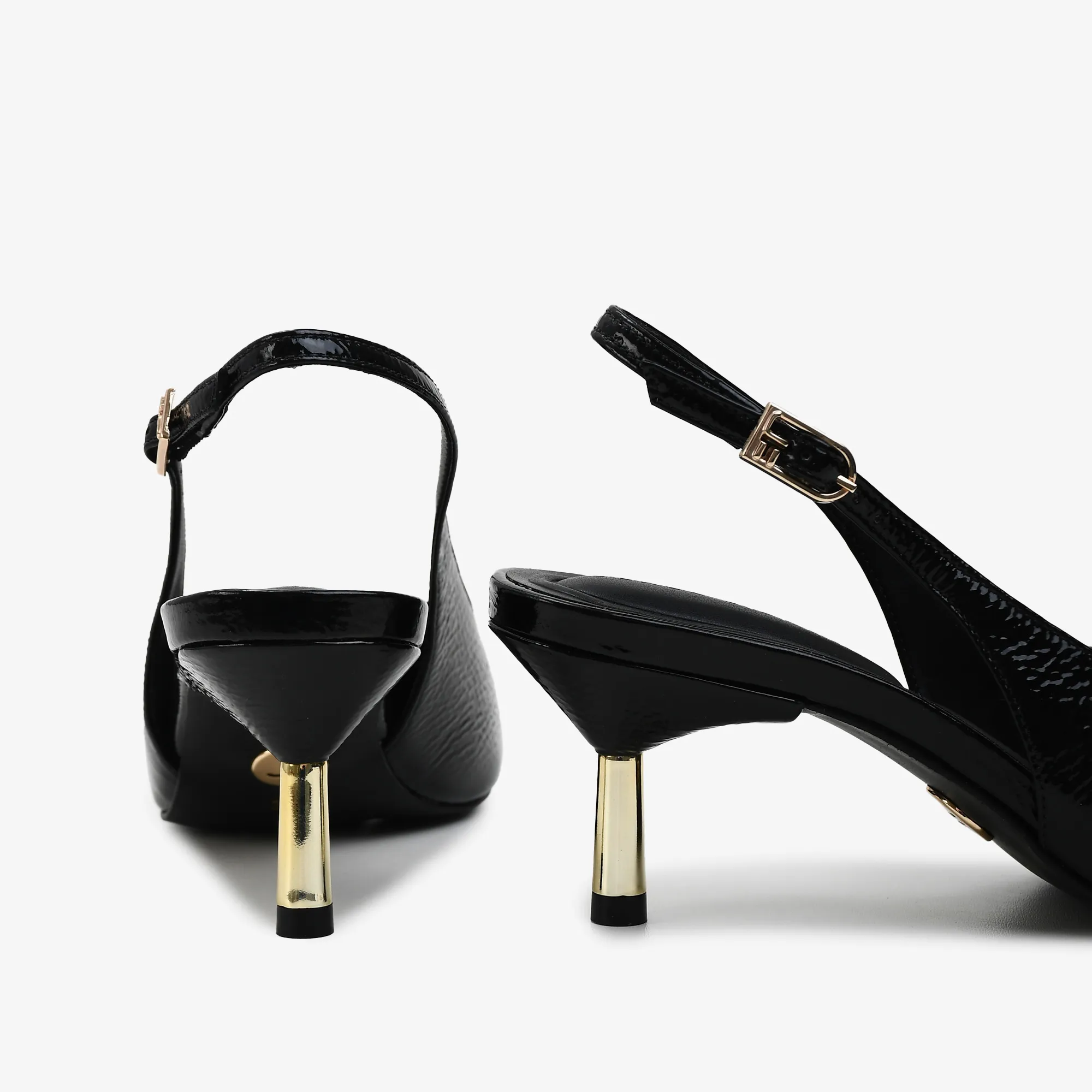 Slingback Preto Couro