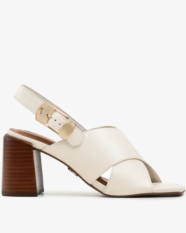Sandália Salto Bloco Off White Cordilheira Couro