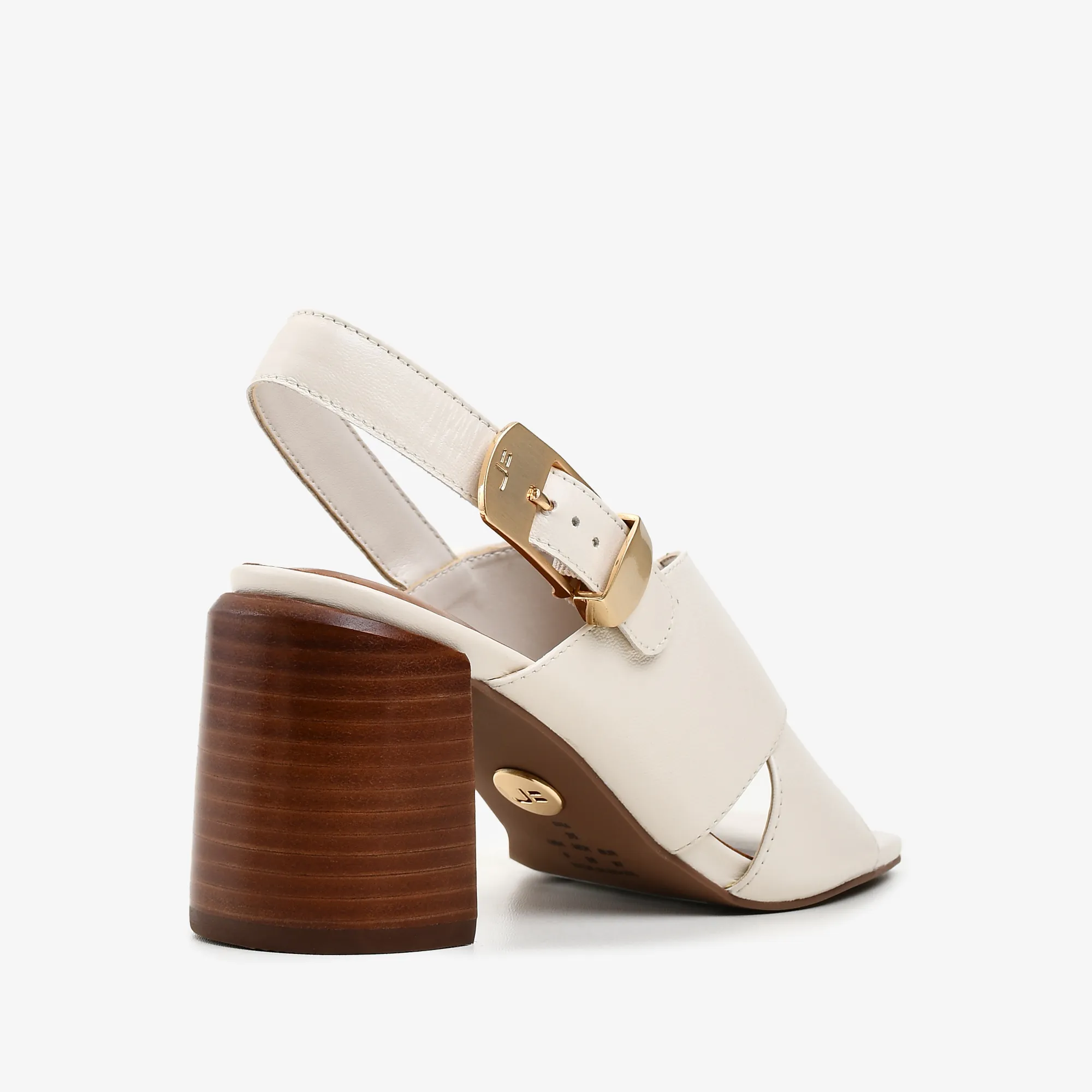 Sandália Salto Bloco Off White Cordilheira Couro