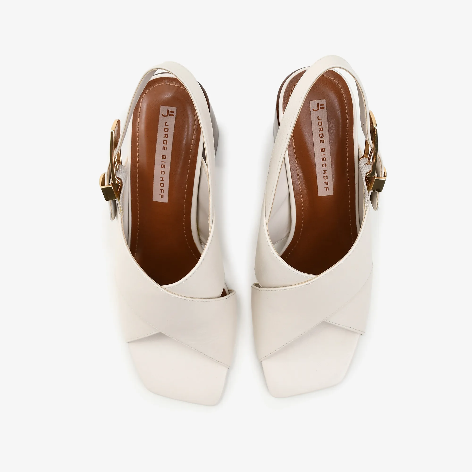 Sandália Salto Bloco Off White Cordilheira Couro