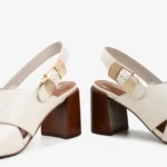 Sandália Salto Bloco Off White Cordilheira Couro — vista 3